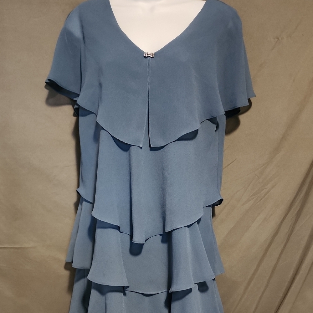 Patra Asymmetrical Blue Gray Ruffled Sundress